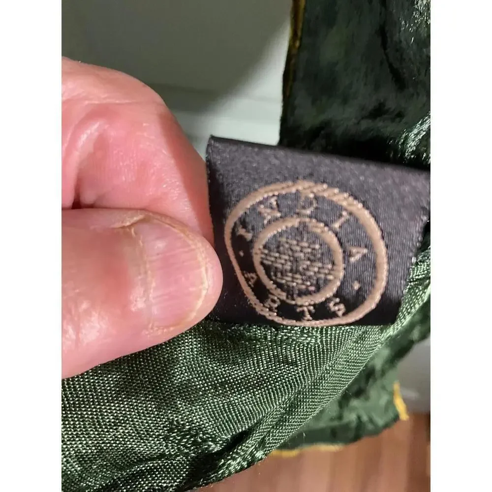 India Arts Velvet Patchwork Women's Scarf in Gold and Greens